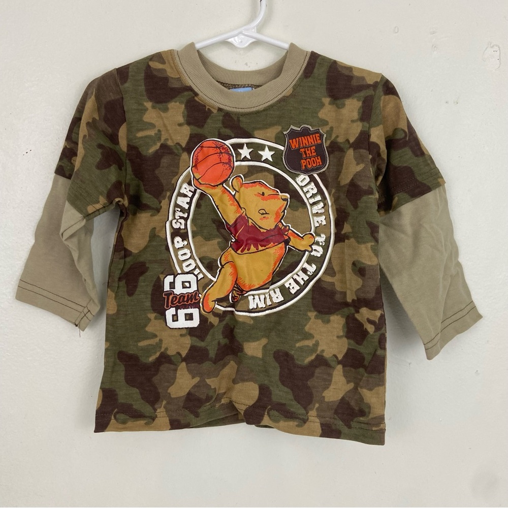 Winnie The Pooh Y2K Vintage Wonderful World of Disney Camo Long Sleeve Shirt 18M